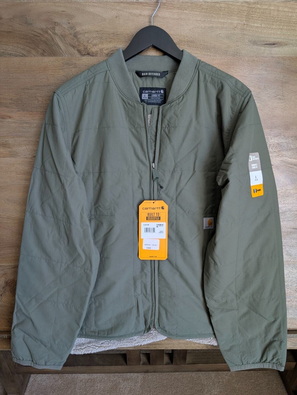 NWT Carhartt Rockford Insulated Jacket Women Large Green Rain Defender Loose Fit